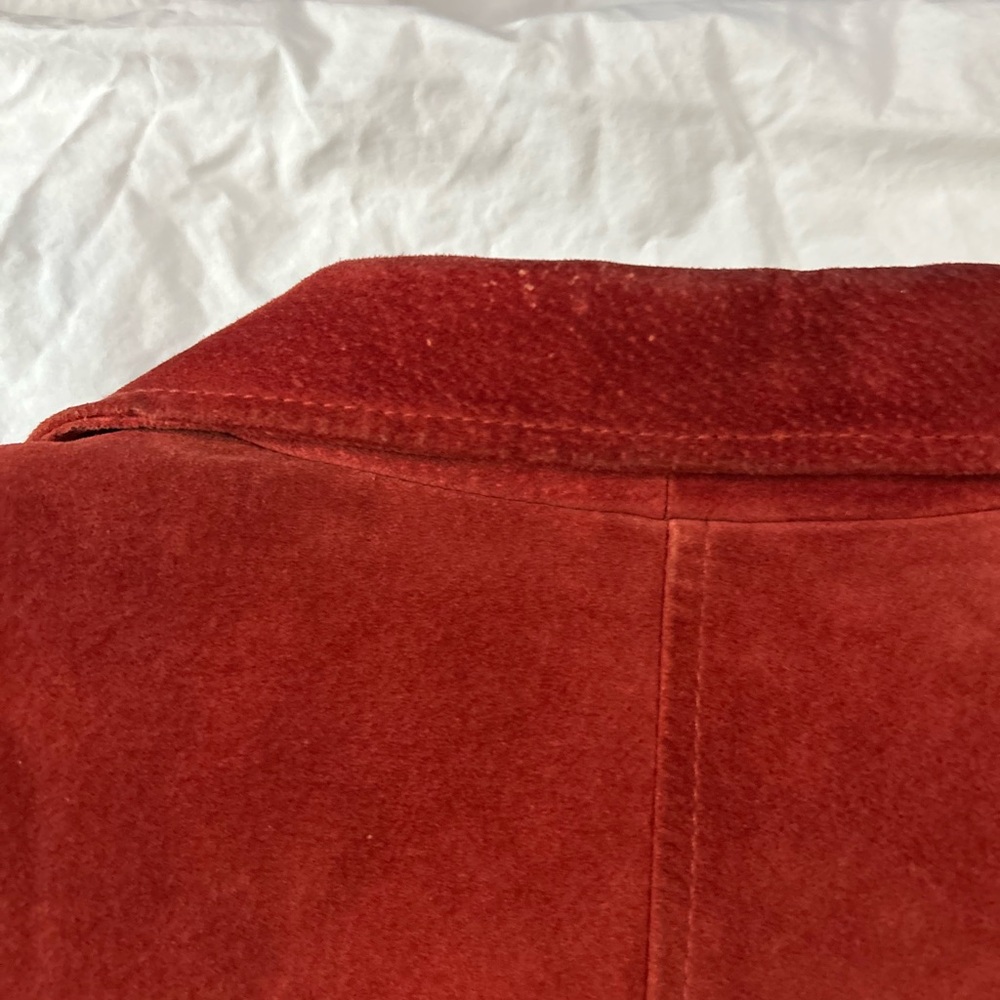 VINTAGE Alfani Suede Leather Blazer Jacket Brick L - Picture 11 of 14